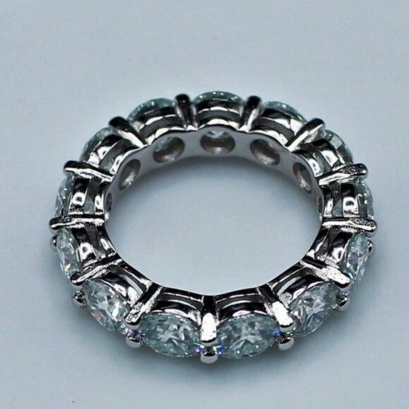 Round Moissanite Wedding Ring Full Eternity Band Stackable Tennis 9 NWT - Picture 7 of 12